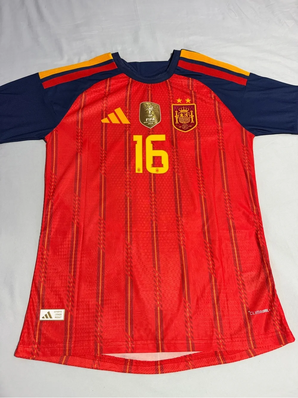 Adidas  Spain Red & Navy Soccer Jersey - #16